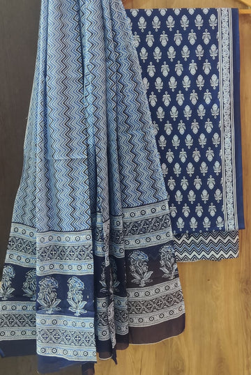 Pure cotton hand block printed suits with *Cotton Dupatta*