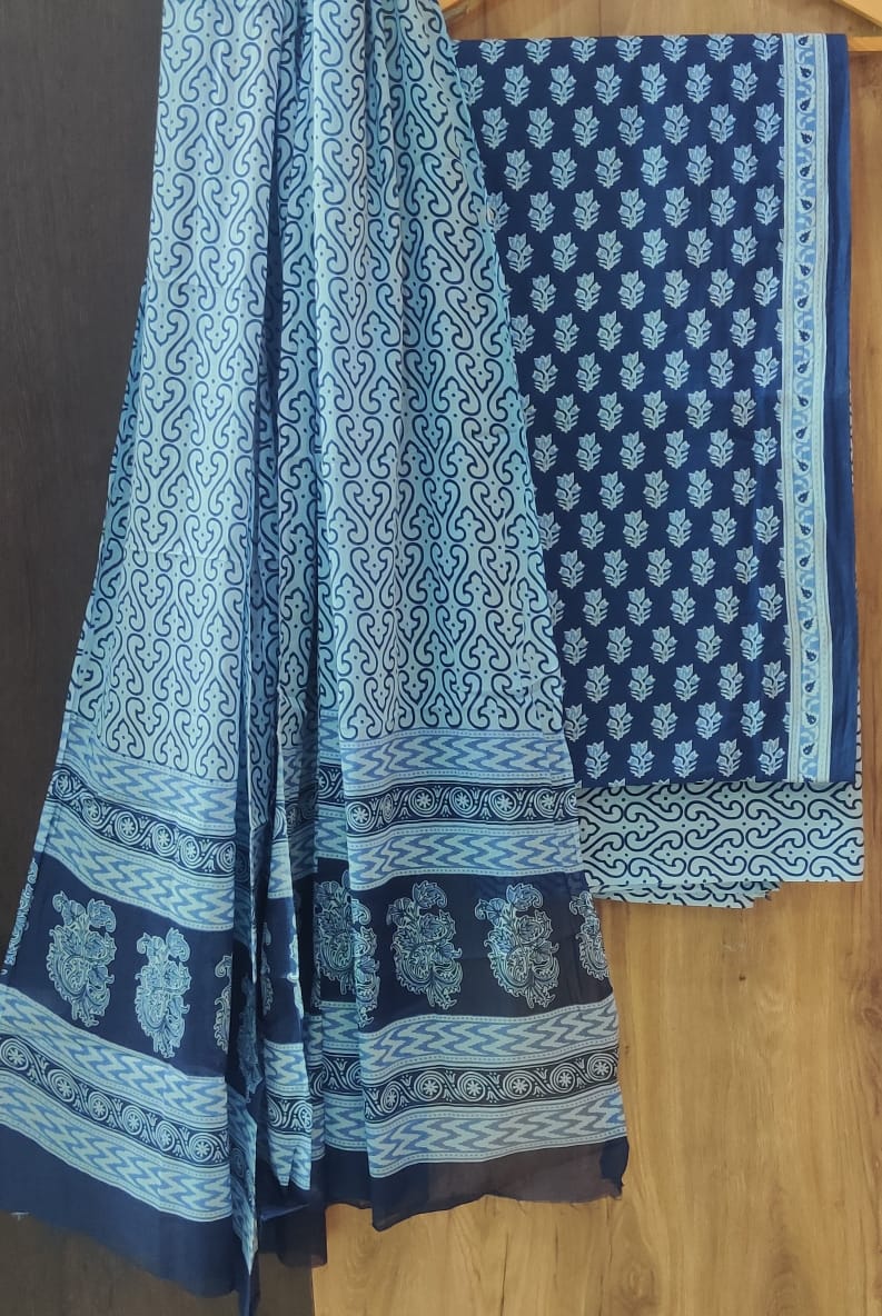 शुद्ध कॉटन हैंड ब्लॉक प्रिंटेड सूट *कॉटन दुपट्टे* के साथ