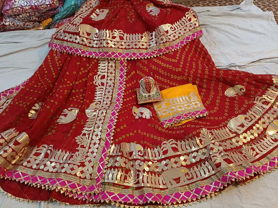 Silk bandhej lehanga