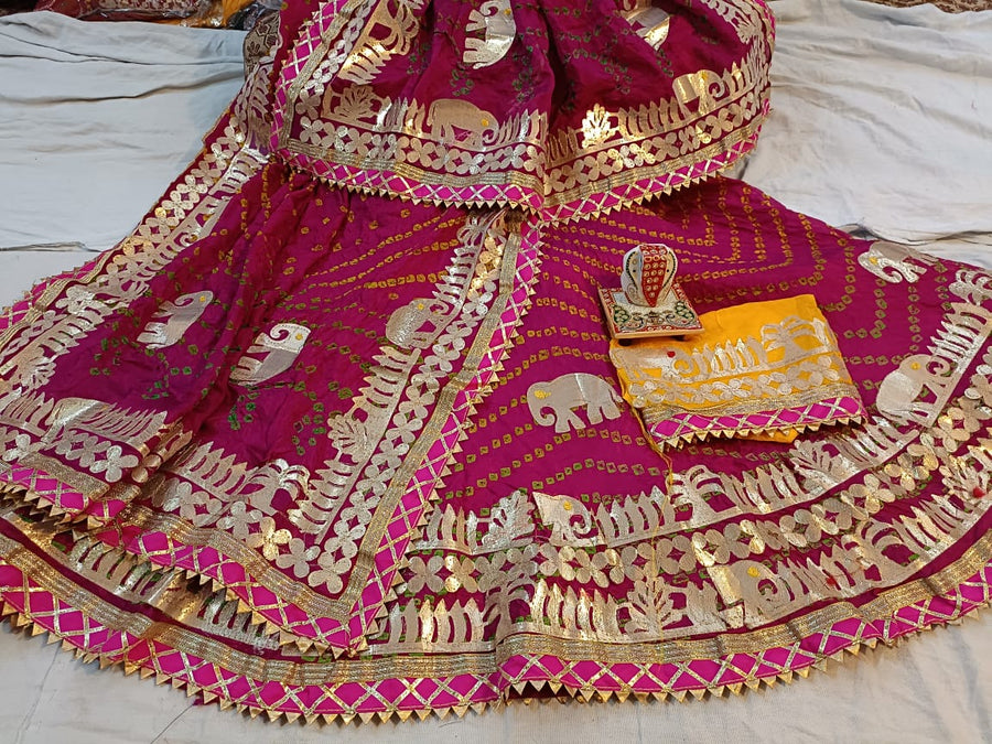 Silk bandhej lehanga