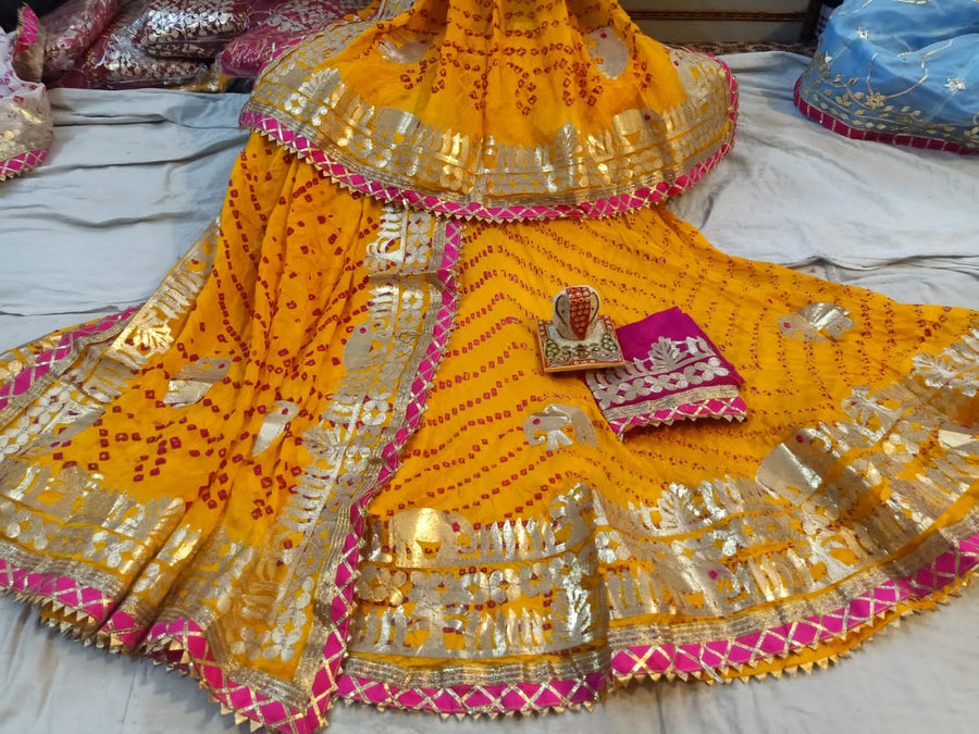 Silk bandhej lehanga