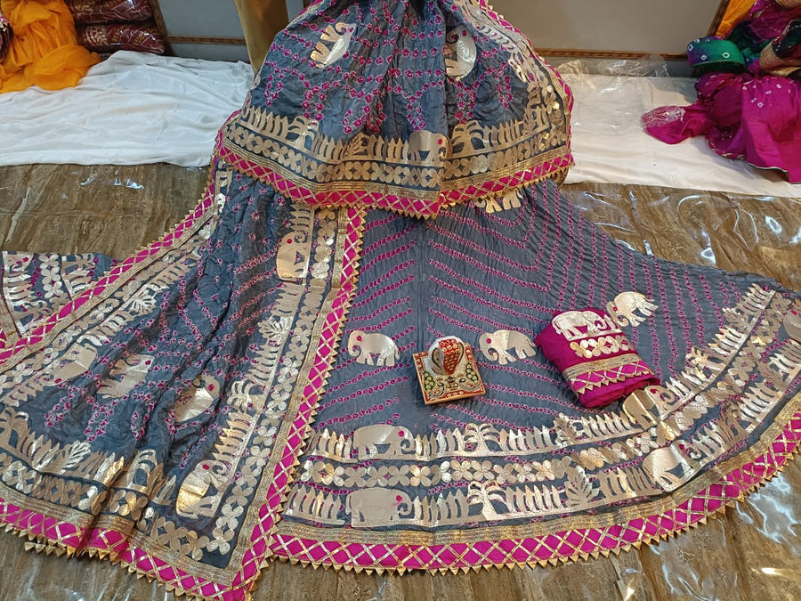 Silk bandhej lehanga