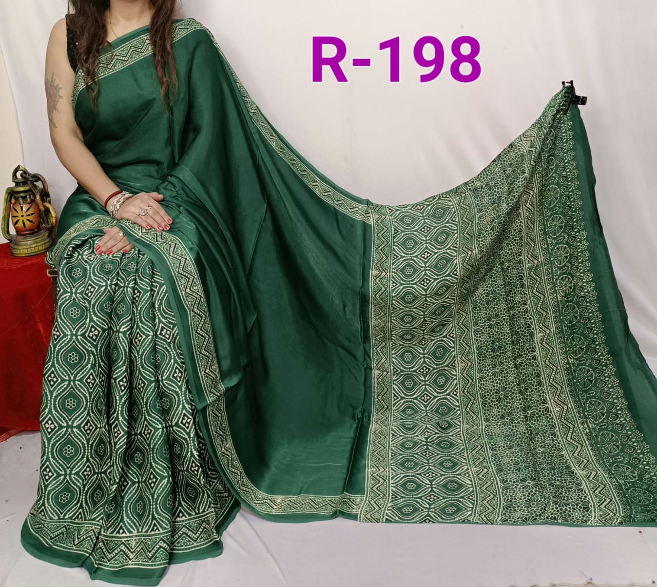 Hand block ajrakh pure modal silk vol 2