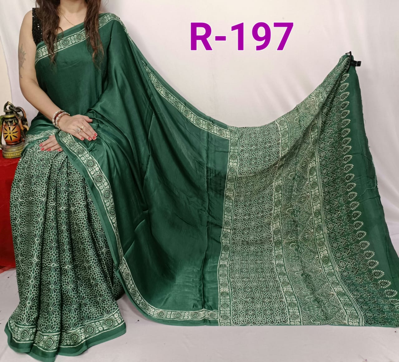 Hand block ajrakh pure modal silk vol 2