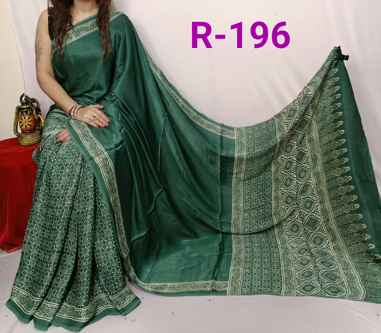 Hand block ajrakh pure modal silk vol 2