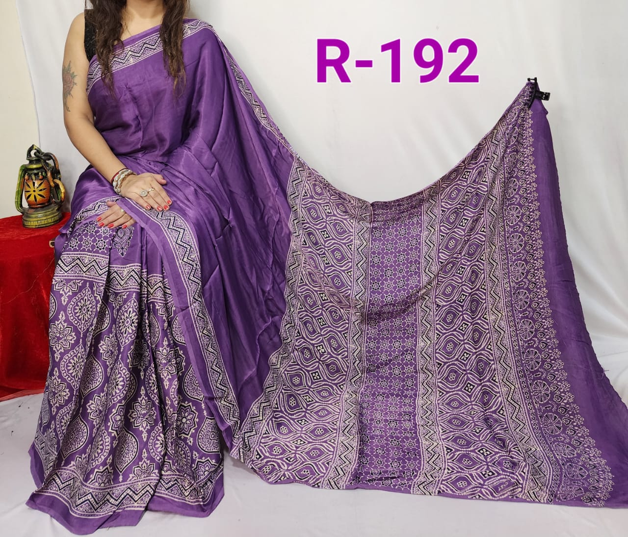 Hand block ajrakh pure modal silk vol 2