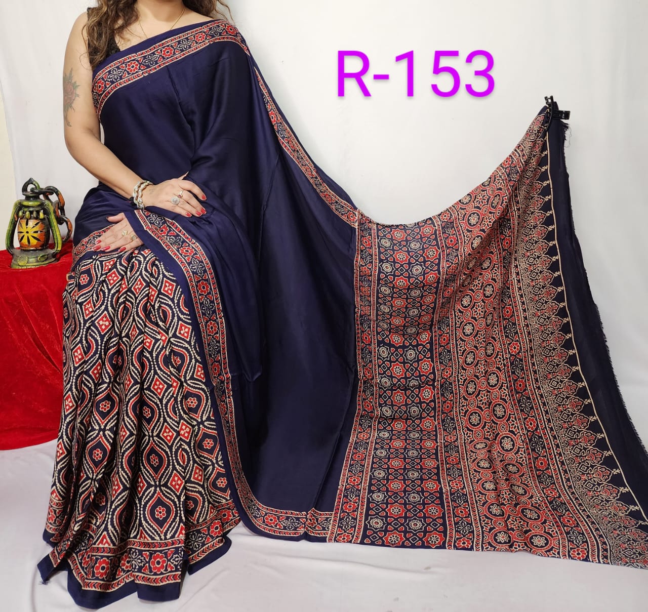 Hand block ajrakh pure modal silk vol 2