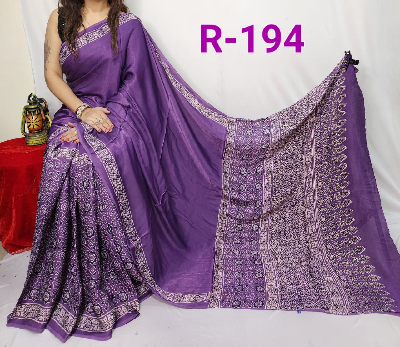 Hand block ajrakh pure modal silk vol 2