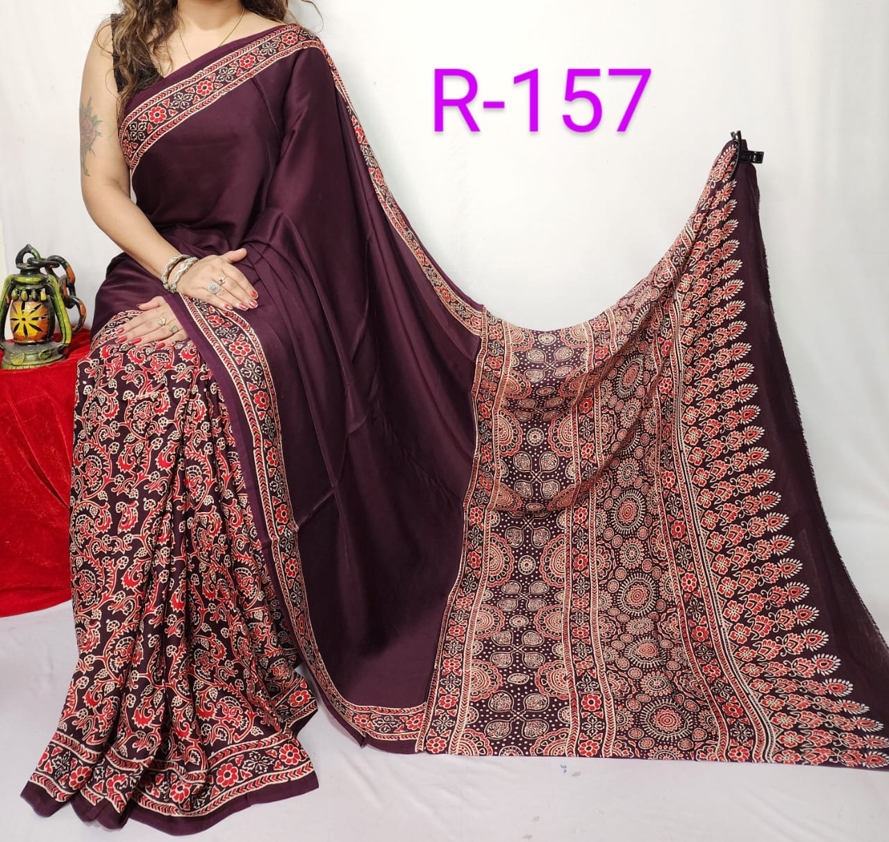 Hand block ajrakh pure modal silk vol 2