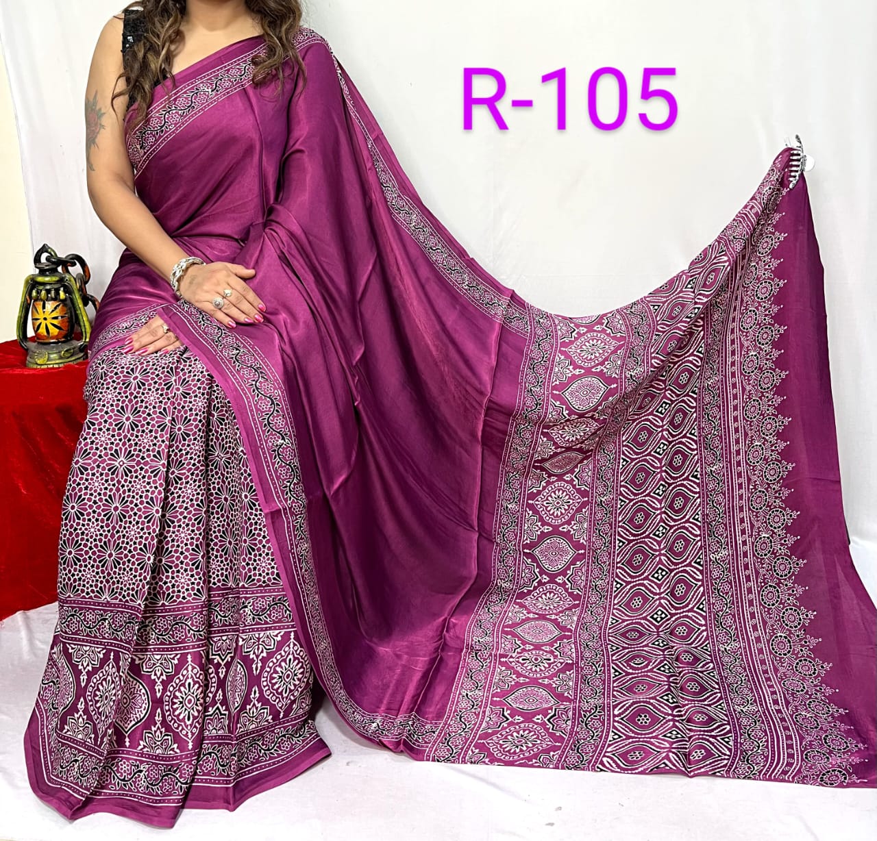 Hand block ajrakh pure modal silk vol 2