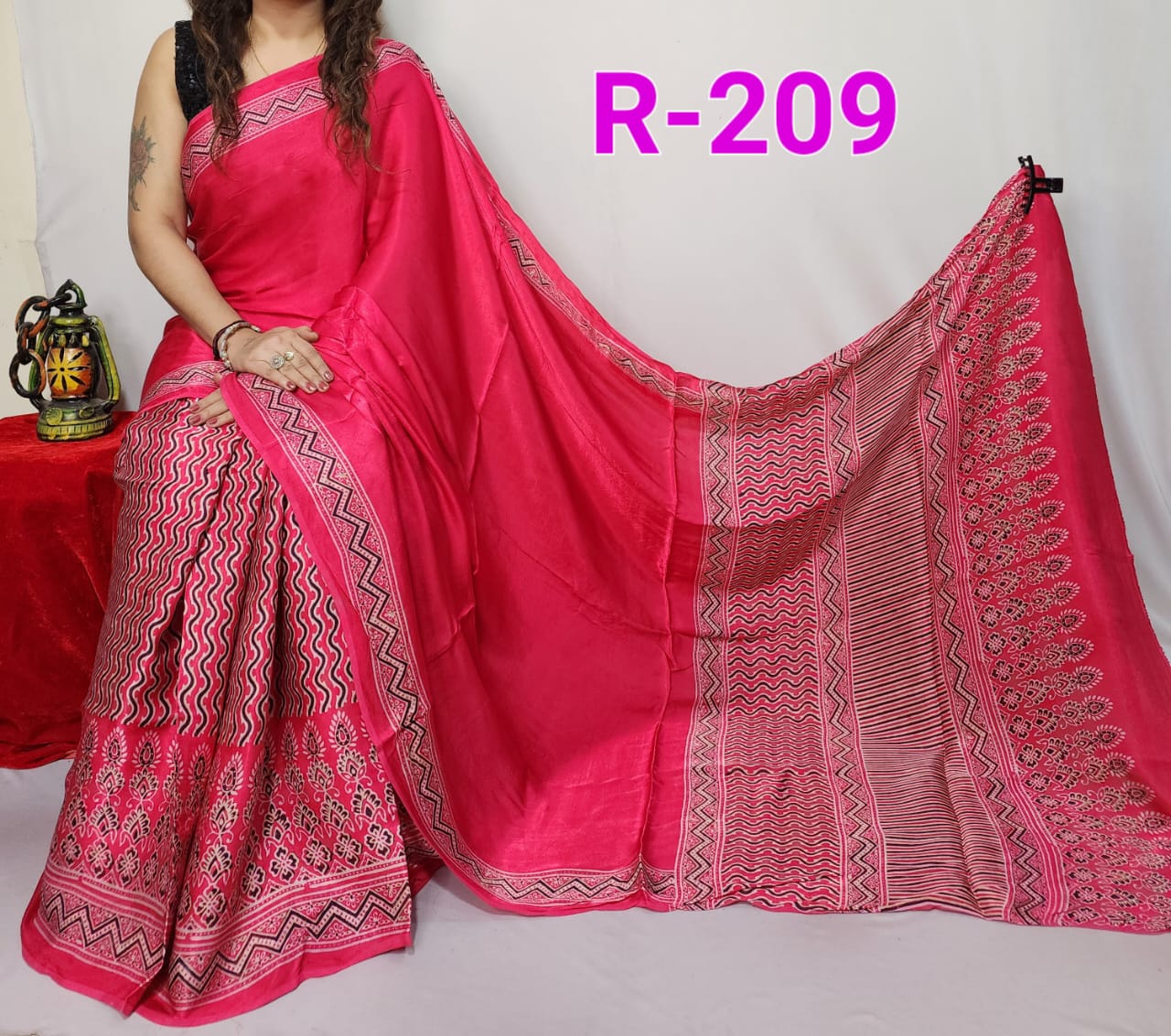 Hand block ajrakh pure modal silk vol 2