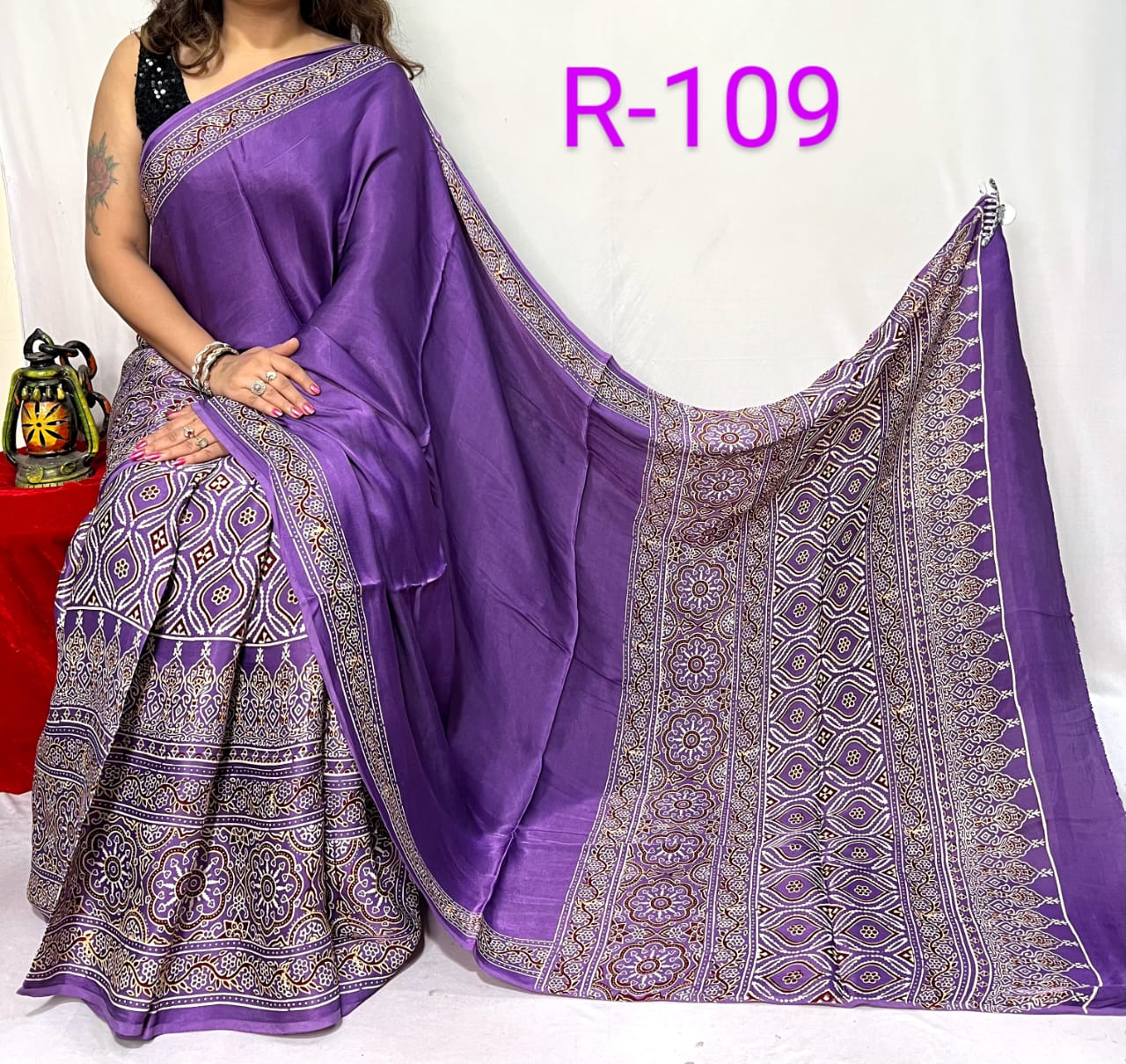 Hand block ajrakh pure modal silk vol 2