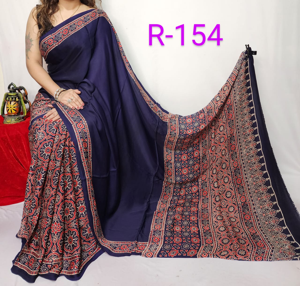 Hand block ajrakh pure modal silk vol 2