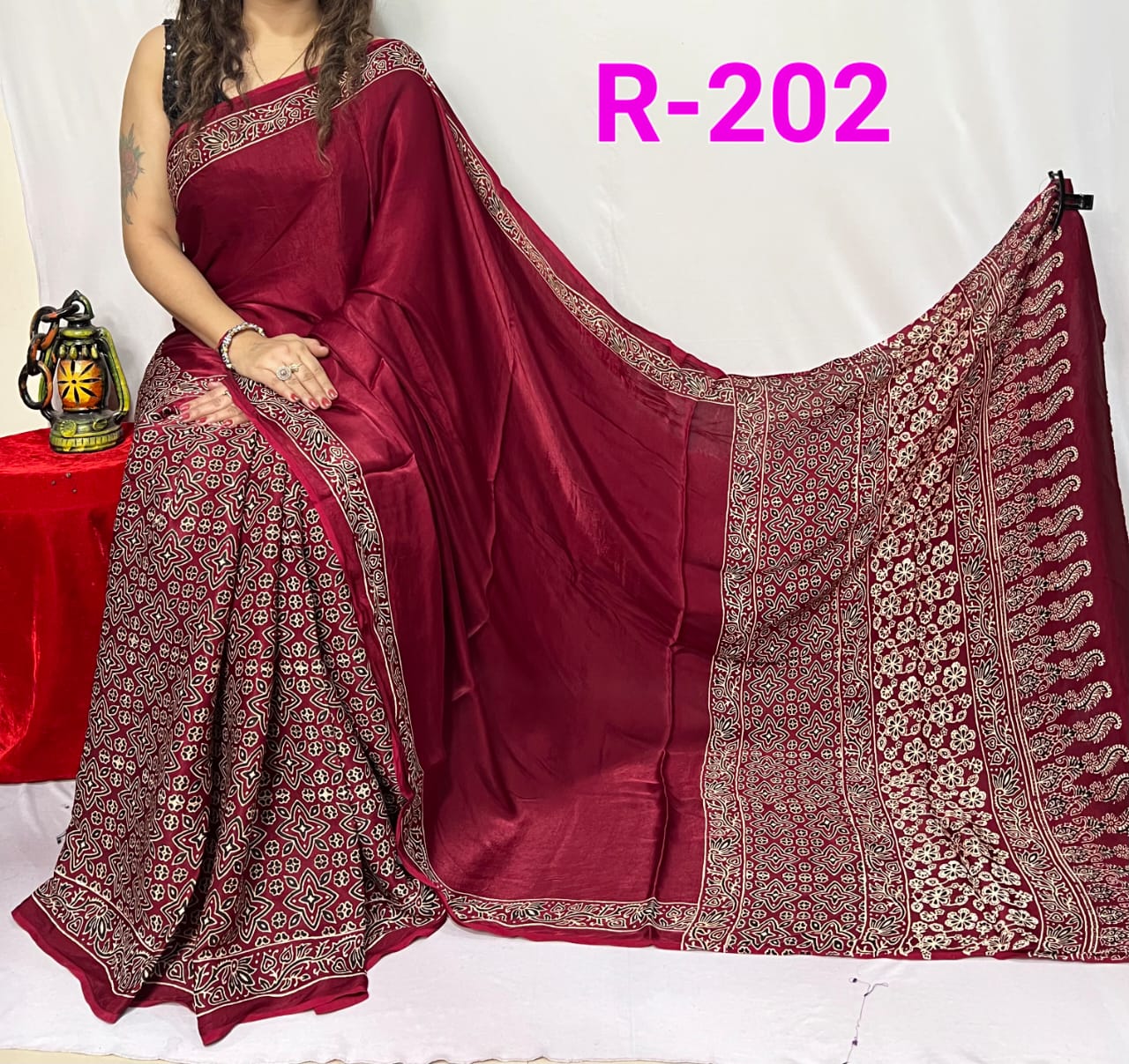 Hand block ajrakh pure modal silk vol 2