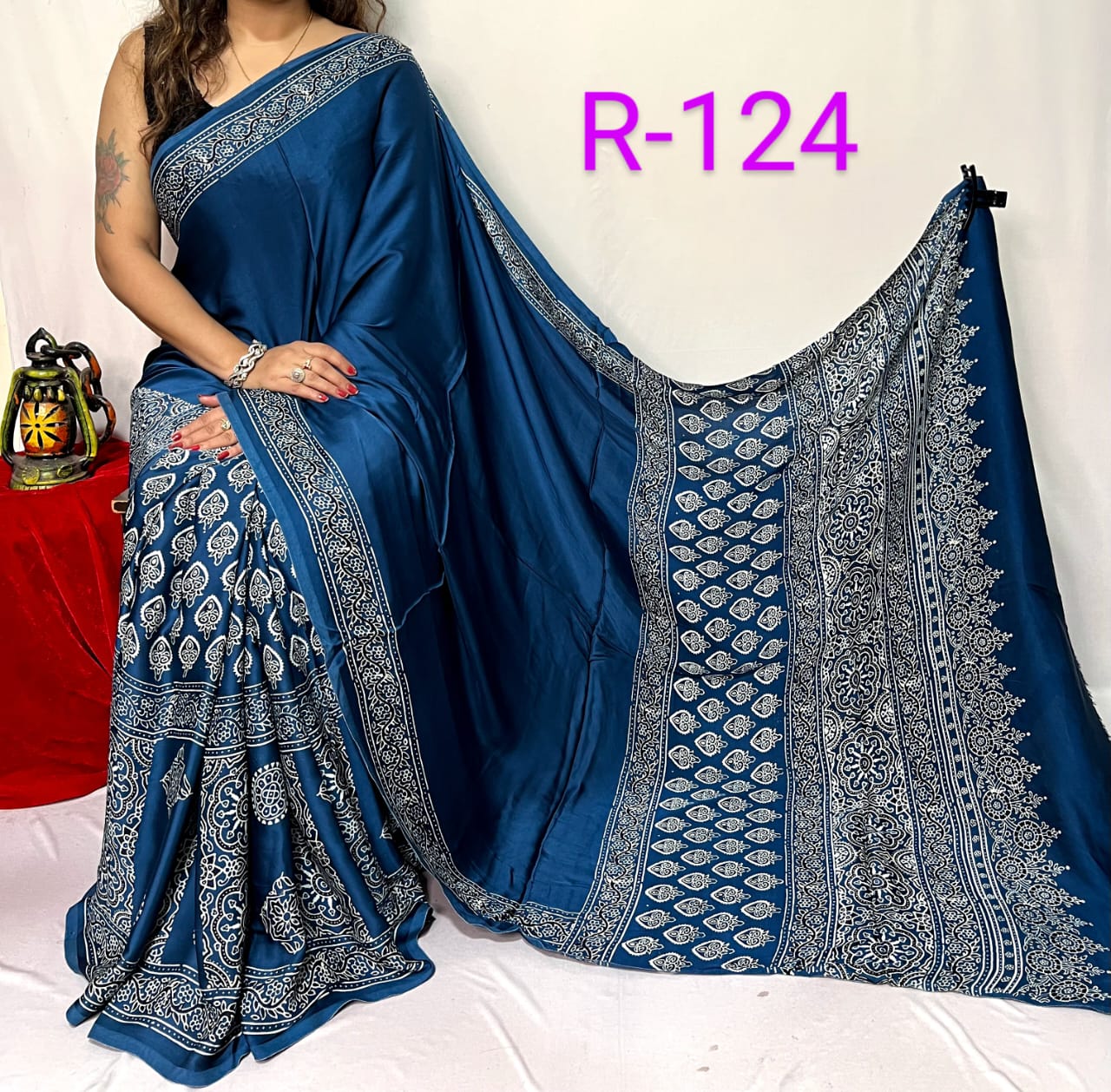 Hand block ajrakh pure modal silk vol 2