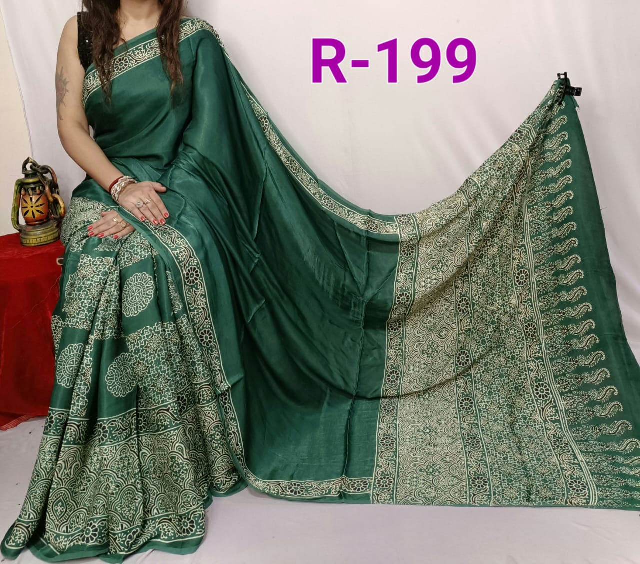 Hand block ajrakh pure modal silk vol 2