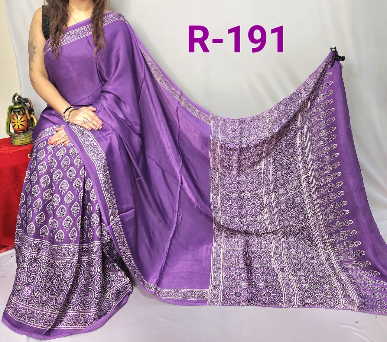 Hand block ajrakh pure modal silk vol 2