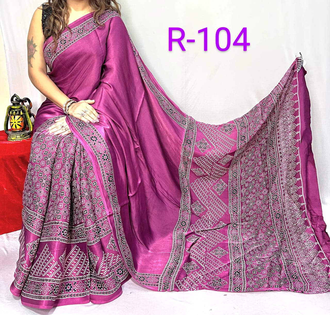 Hand block ajrakh pure modal silk vol 2