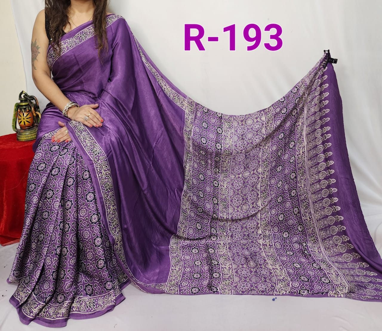 Hand block ajrakh pure modal silk vol 2