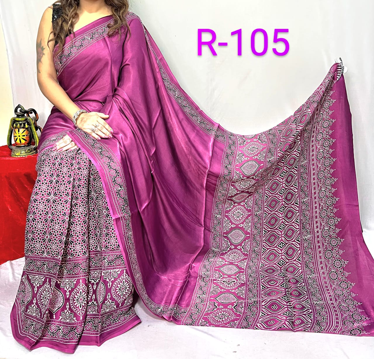 Hand block ajrakh pure modal silk vol 2