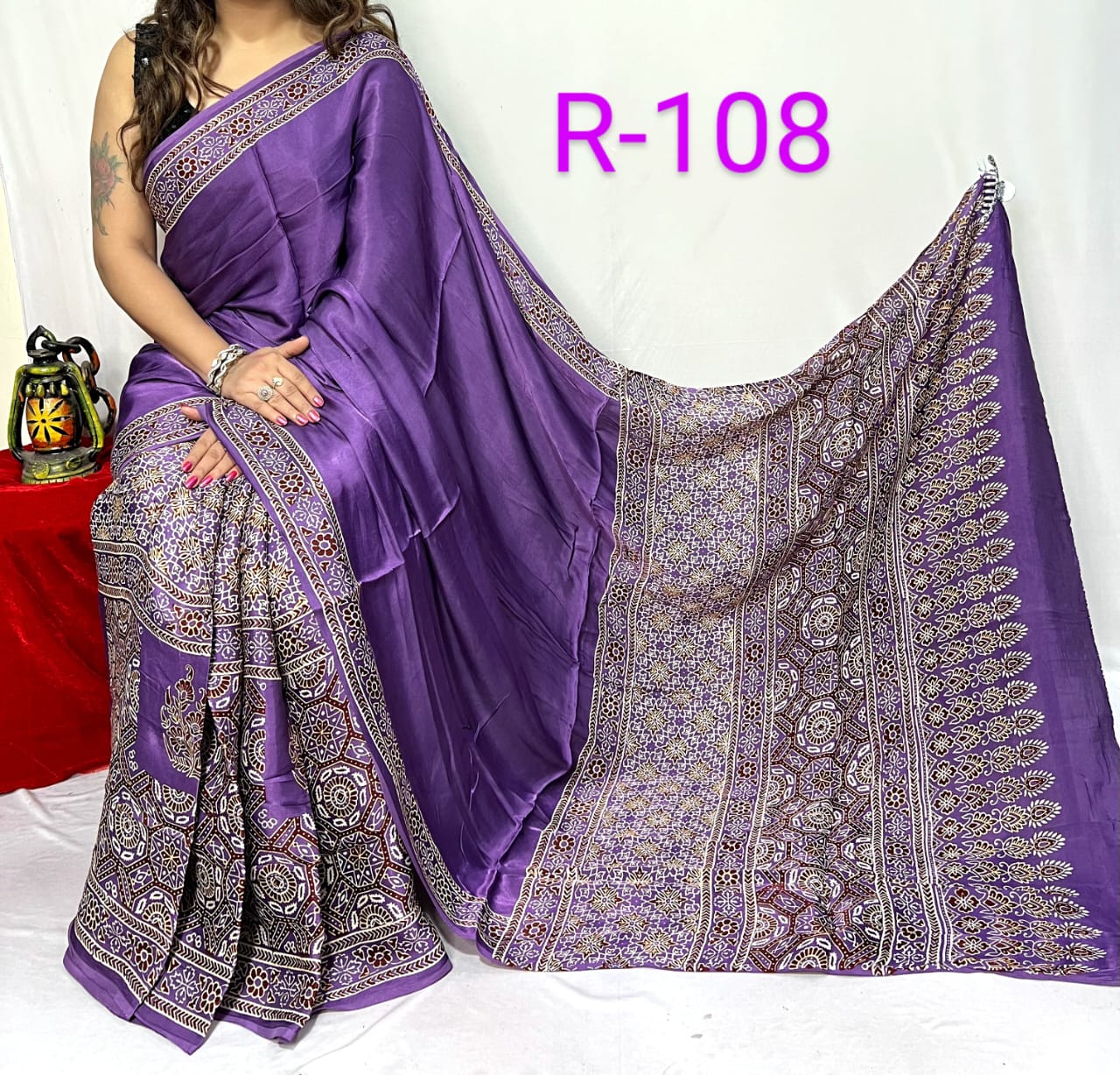 Hand block ajrakh pure modal silk vol 2