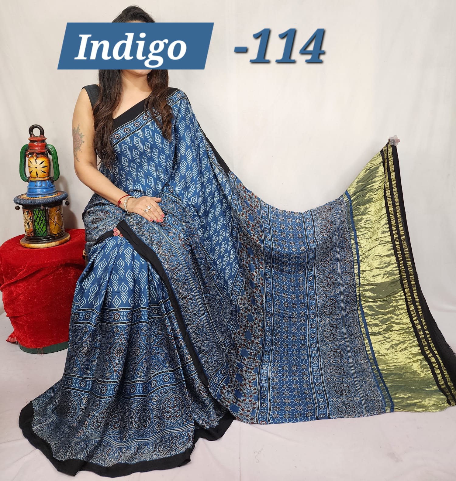 Hand block ajrakh pure modal silk vol 1