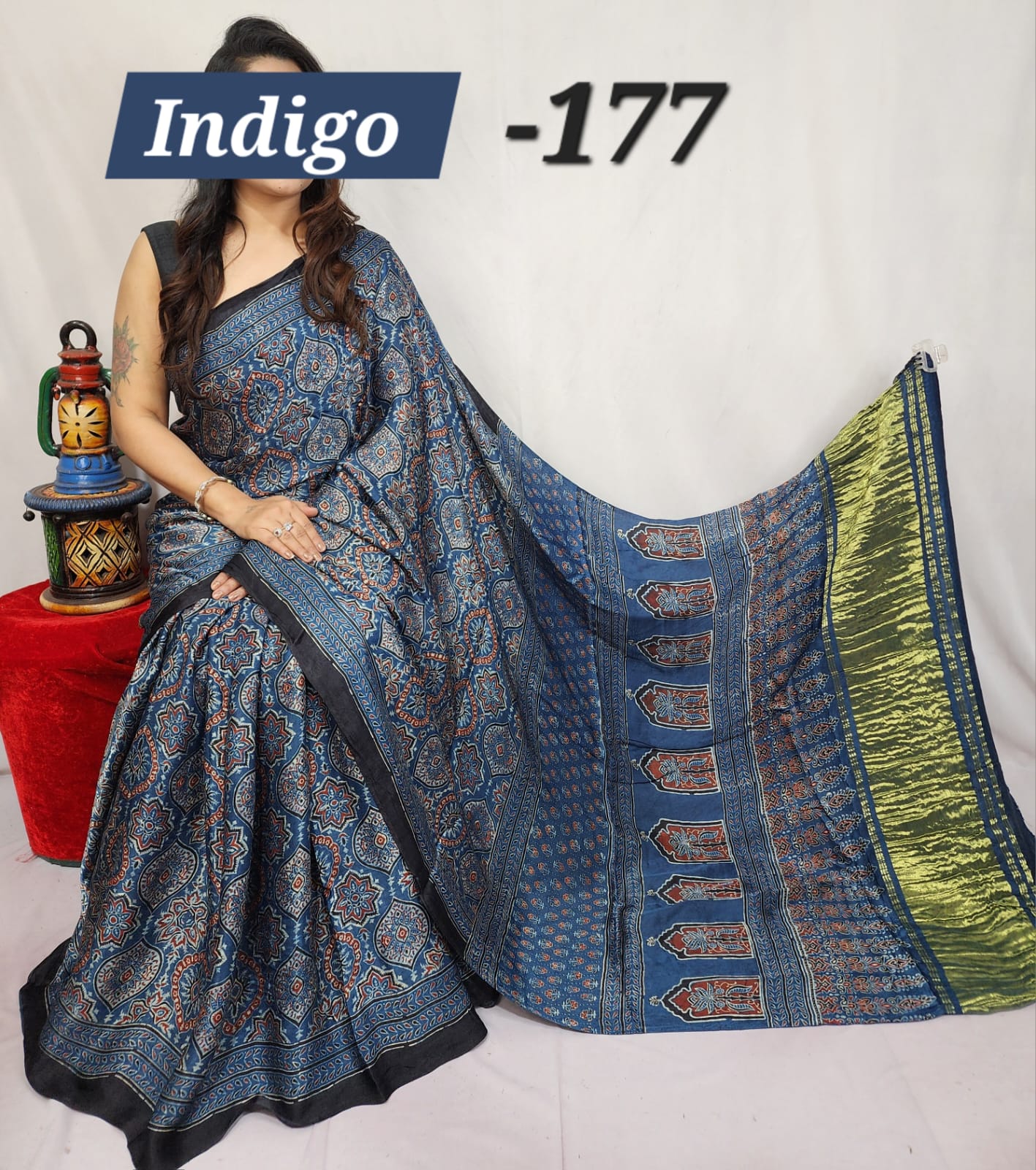 Hand block ajrakh pure modal silk vol 1