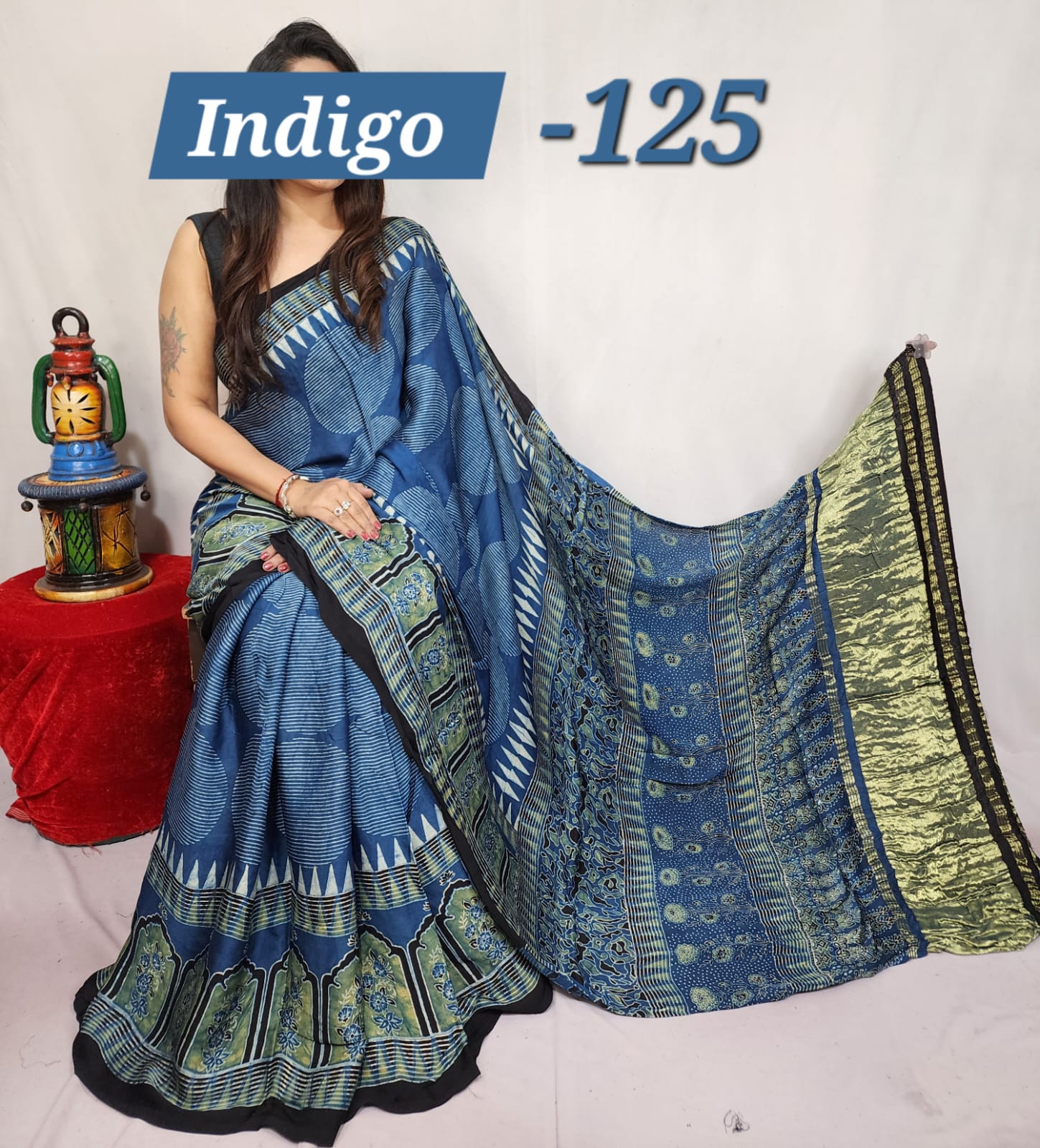 Hand block ajrakh pure modal silk vol 1