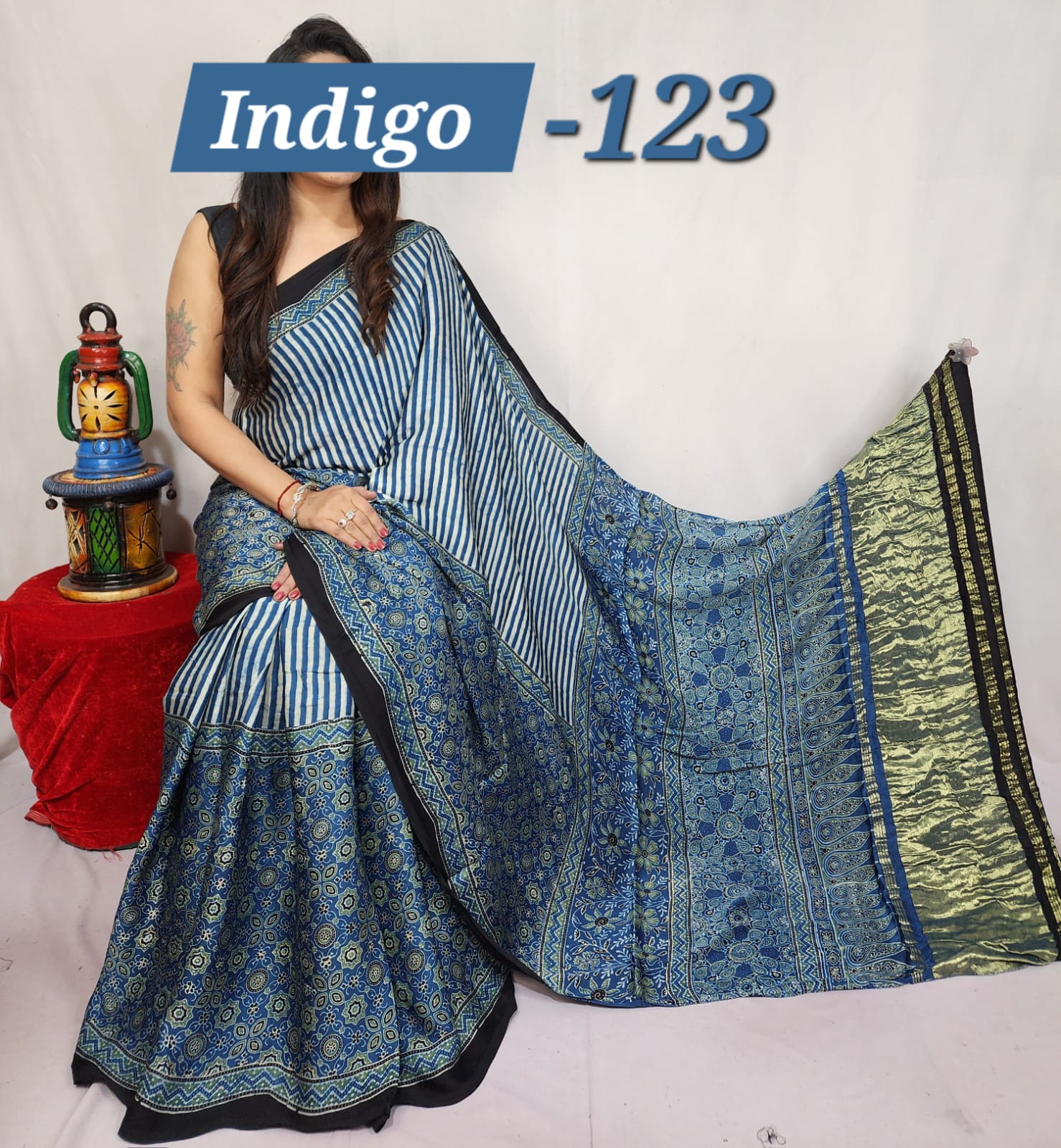 Hand block ajrakh pure modal silk vol 1