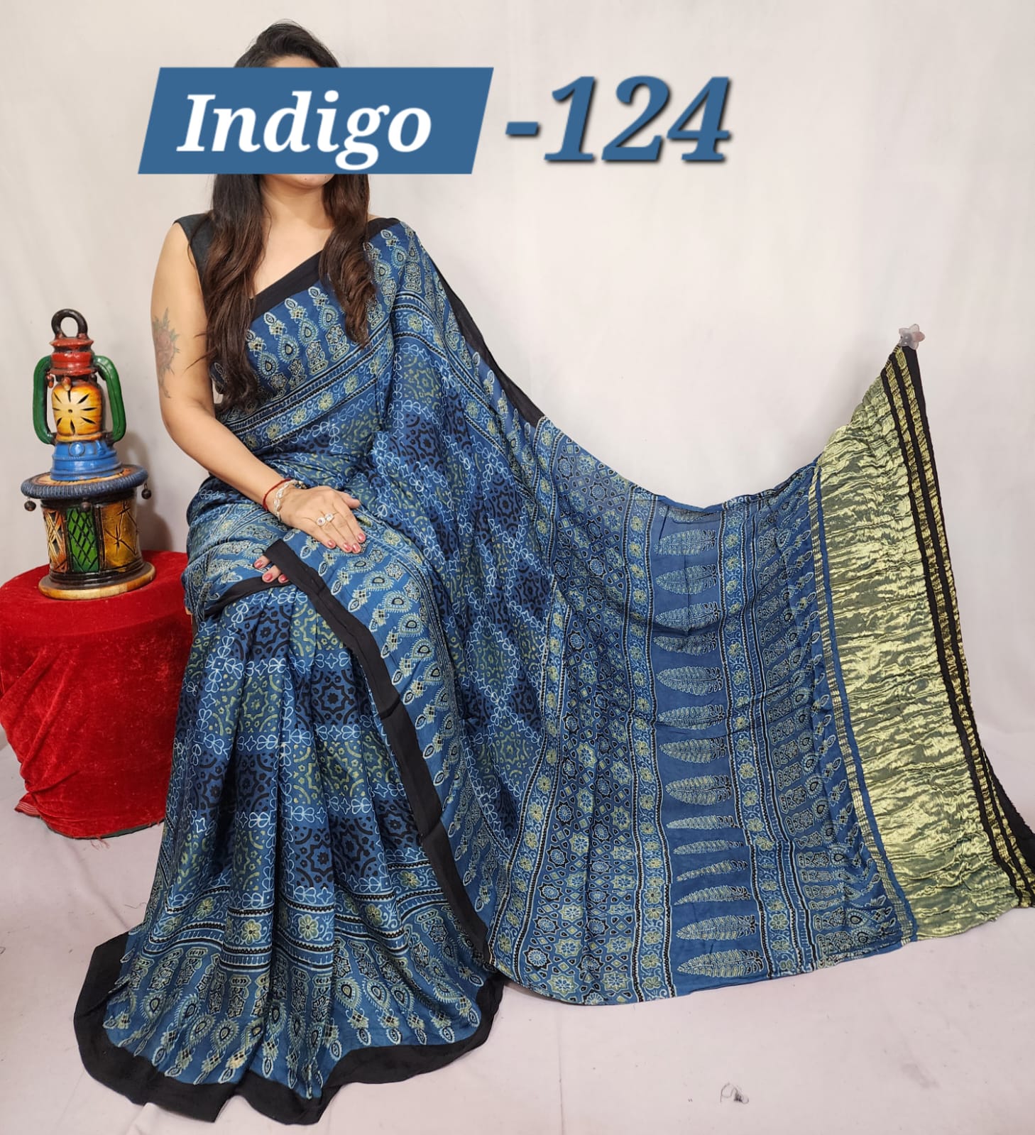 Hand block ajrakh pure modal silk vol 1