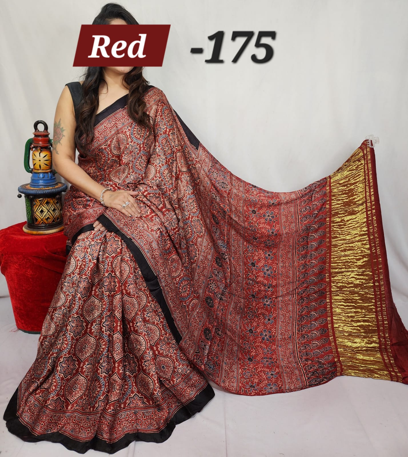 Hand block ajrakh pure modal silk vol 1