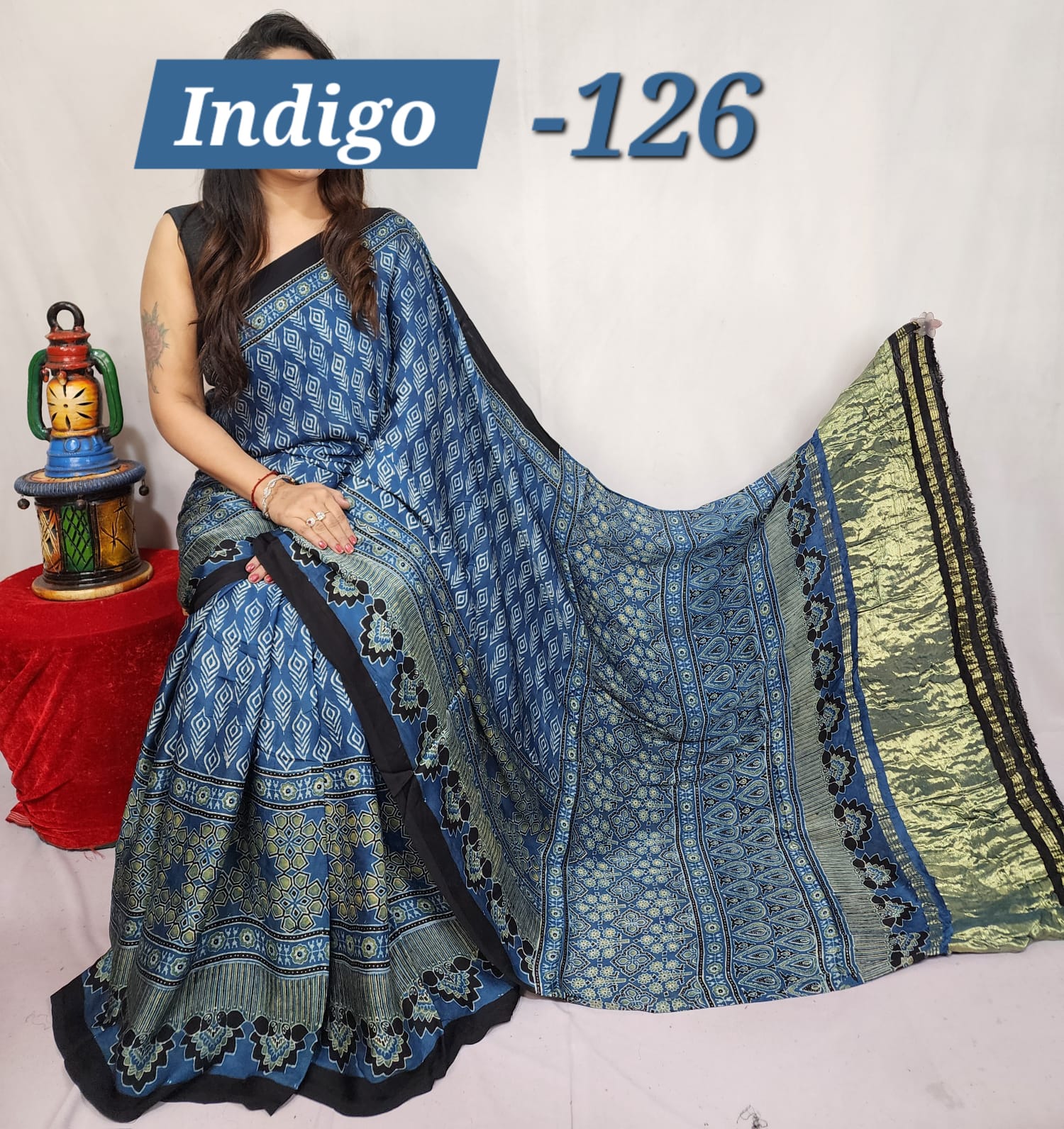 Hand block ajrakh pure modal silk vol 1