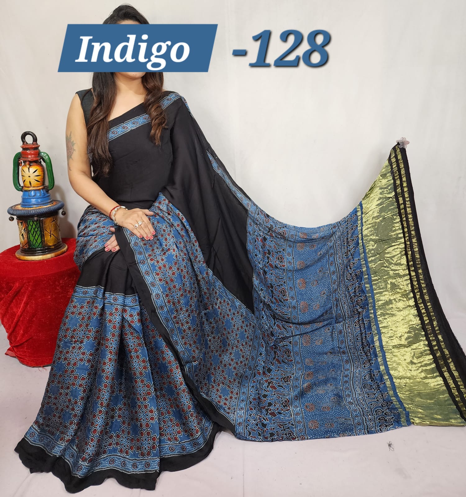 Hand block ajrakh pure modal silk vol 1