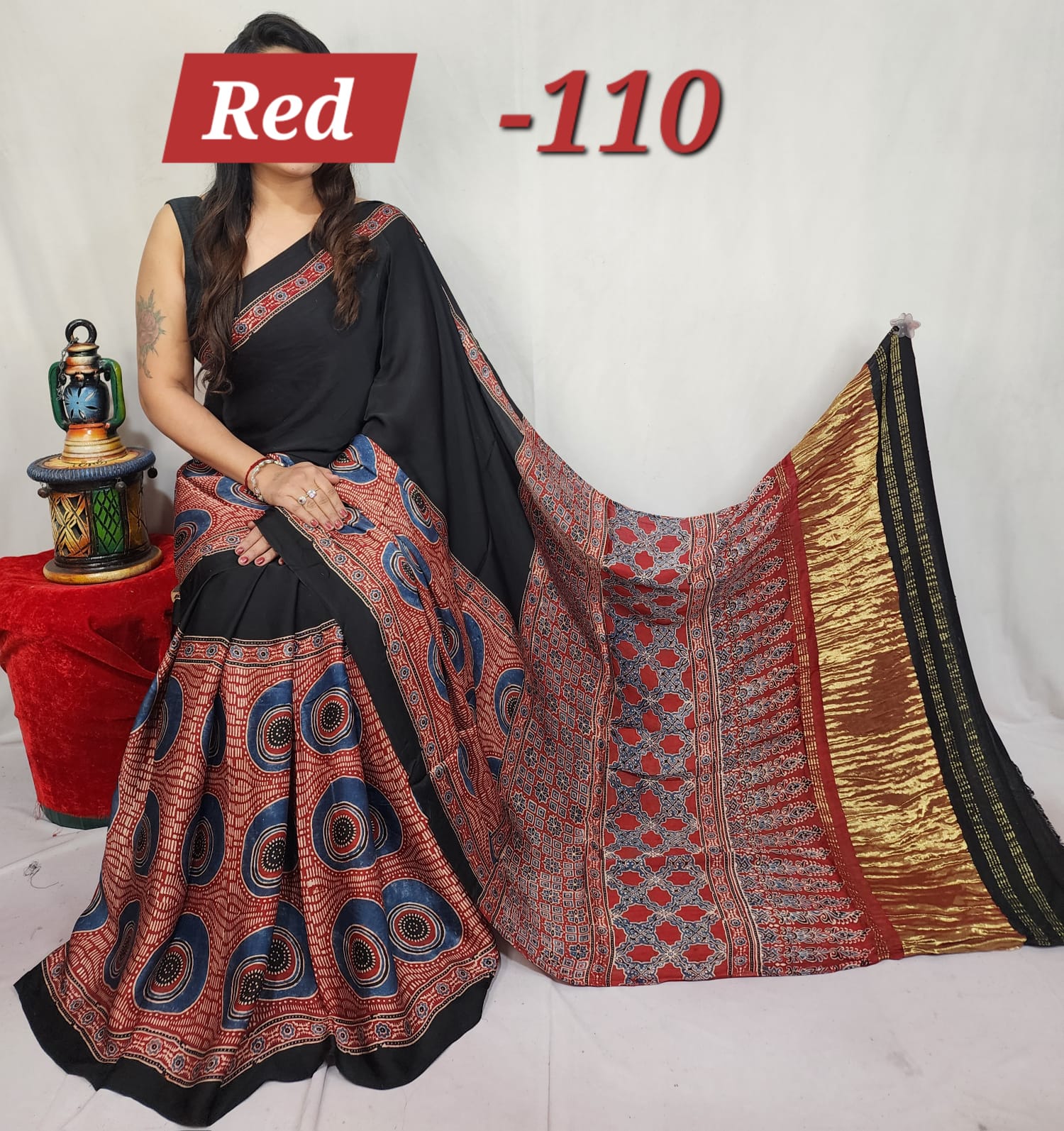 Hand block ajrakh pure modal silk vol 1