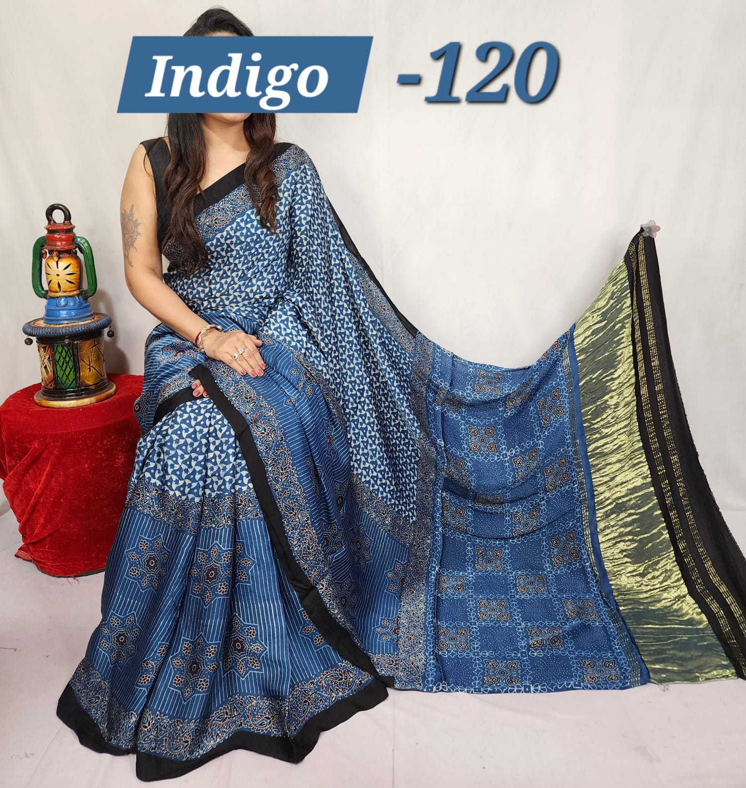 Hand block ajrakh pure modal silk vol 1