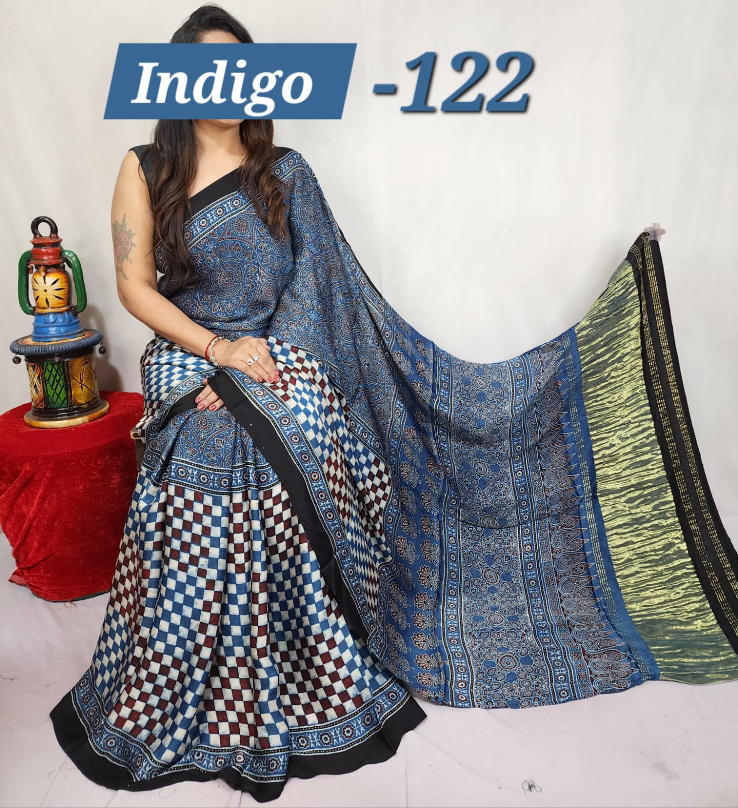 Hand block ajrakh pure modal silk vol 1