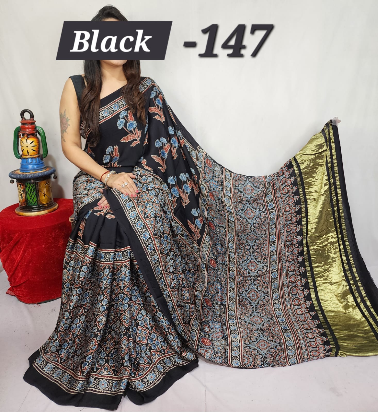 Hand block ajrakh pure modal silk vol 1