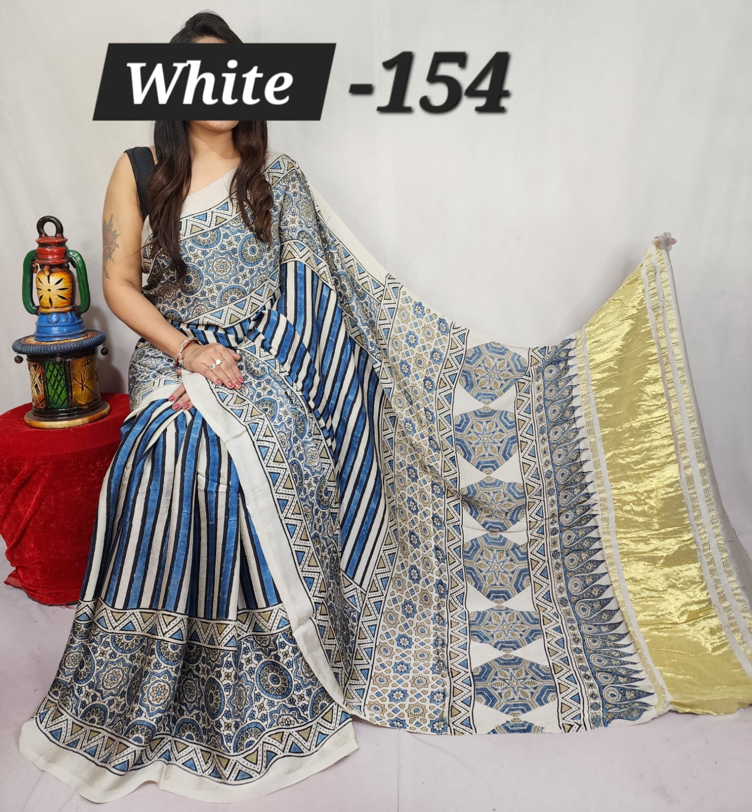 Hand block ajrakh pure modal silk vol 1