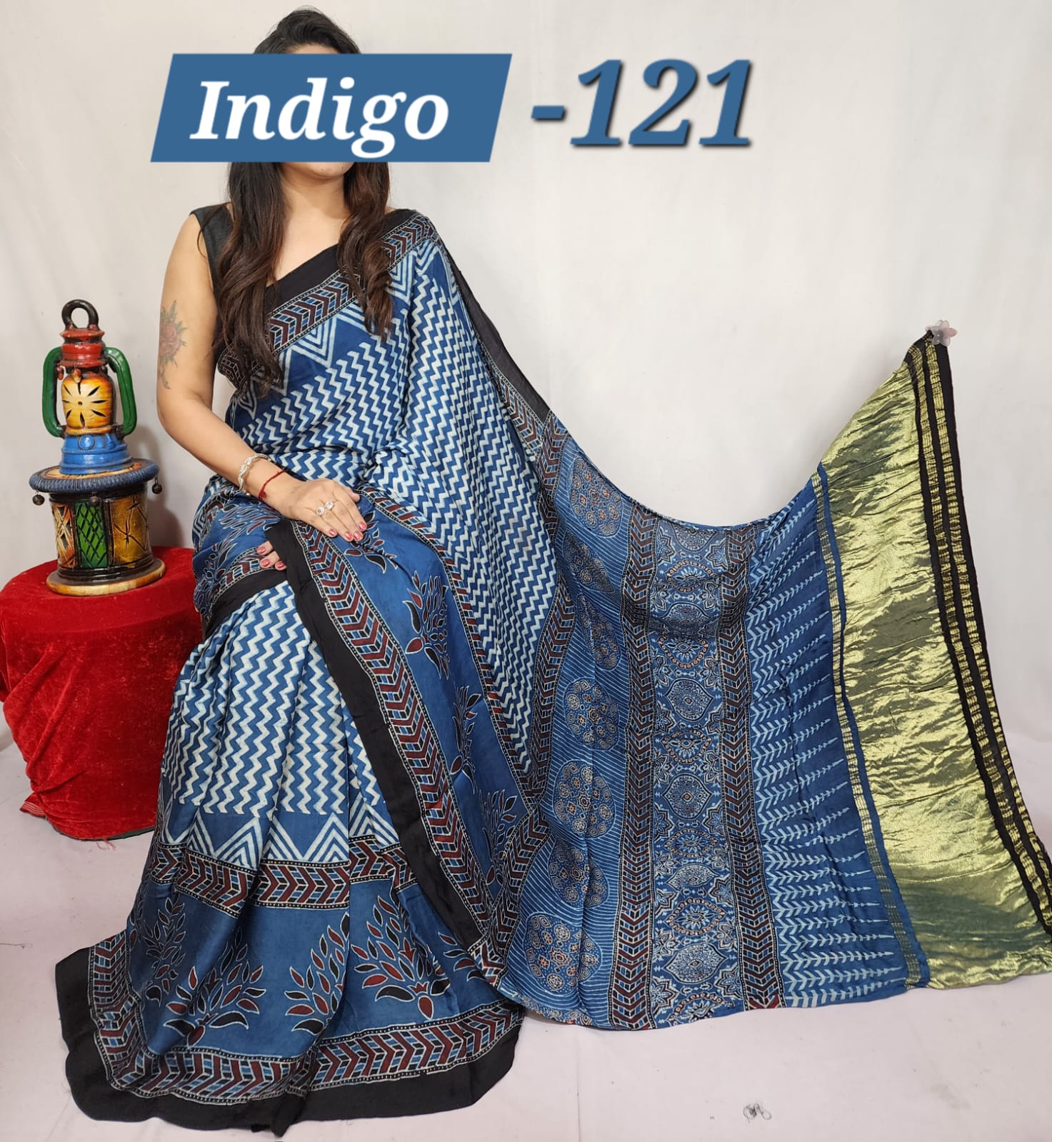 Hand block ajrakh pure modal silk vol 1