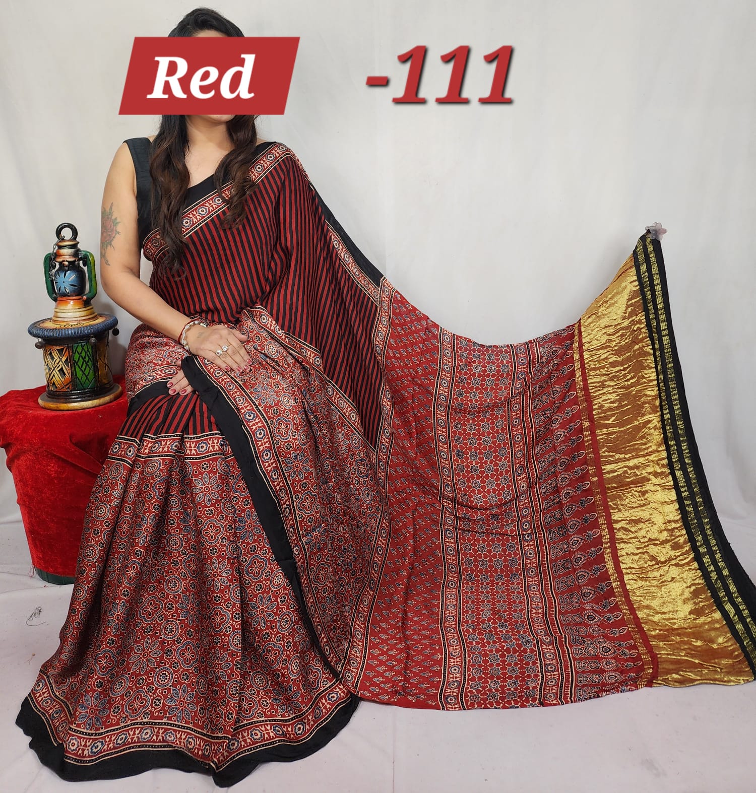 Hand block ajrakh pure modal silk vol 1