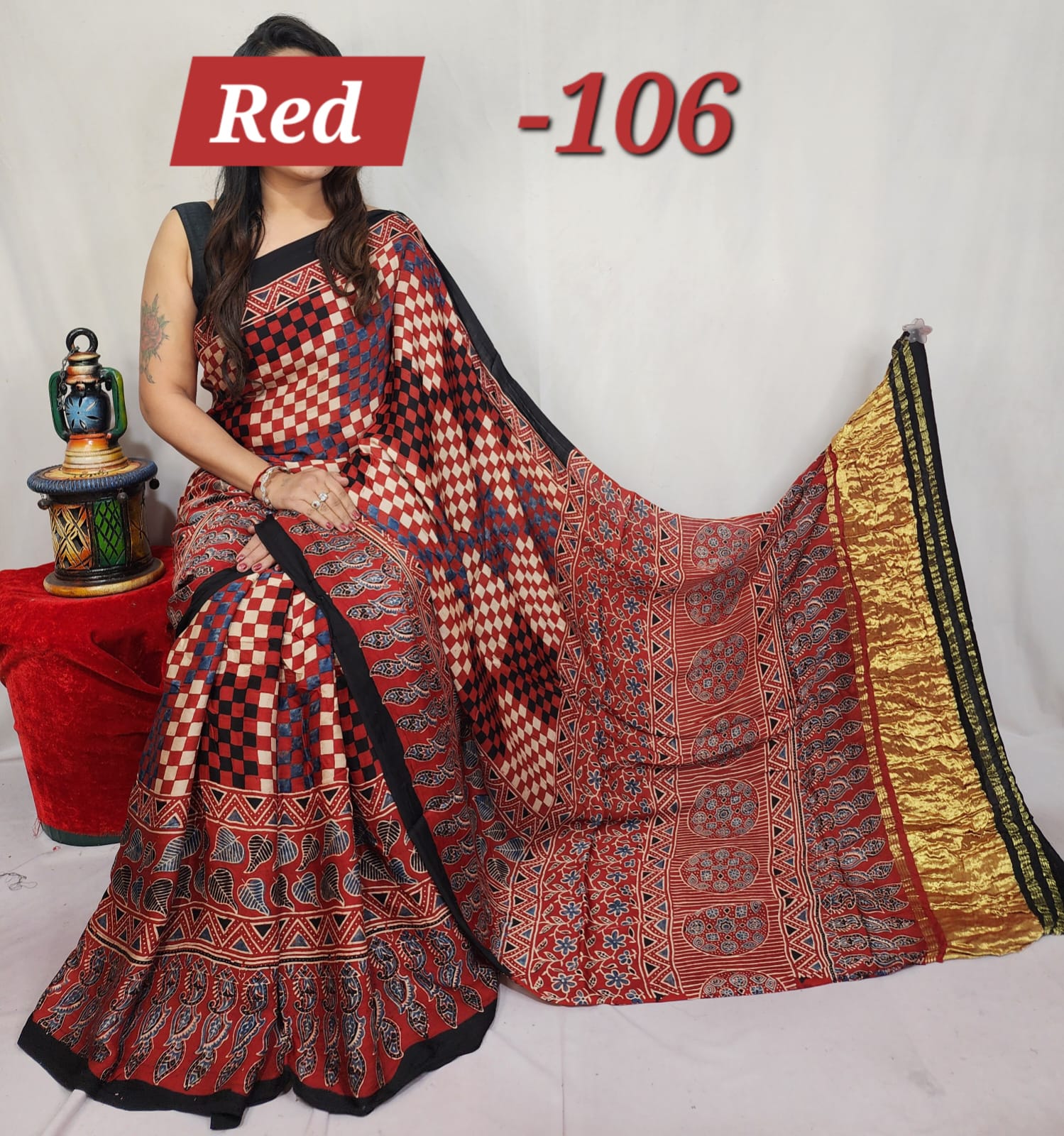 Hand block ajrakh pure modal silk vol 1