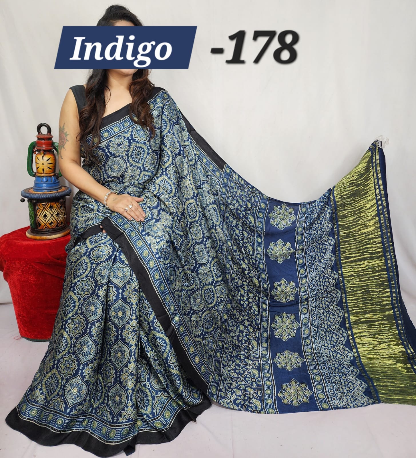 Hand block ajrakh pure modal silk vol 1