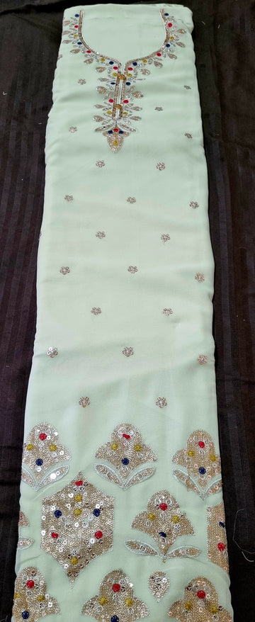 LIGHT BLUE PURE GEORGETTE SEQUENCE WORK DRESS MATERIAL