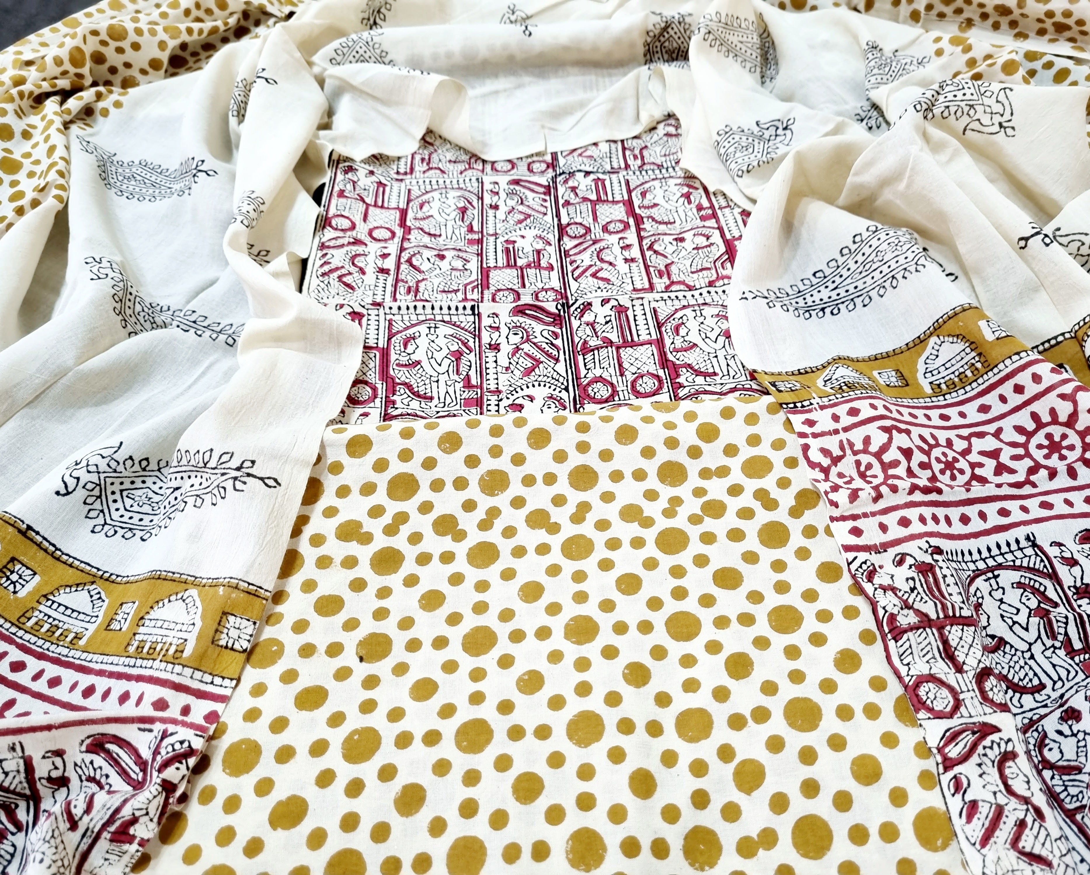 कॉटन हैंडब्लॉक ड्रेस सामग्री