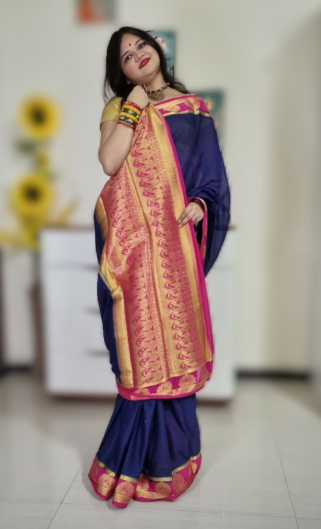 Mysore silk saree - Navy Blue