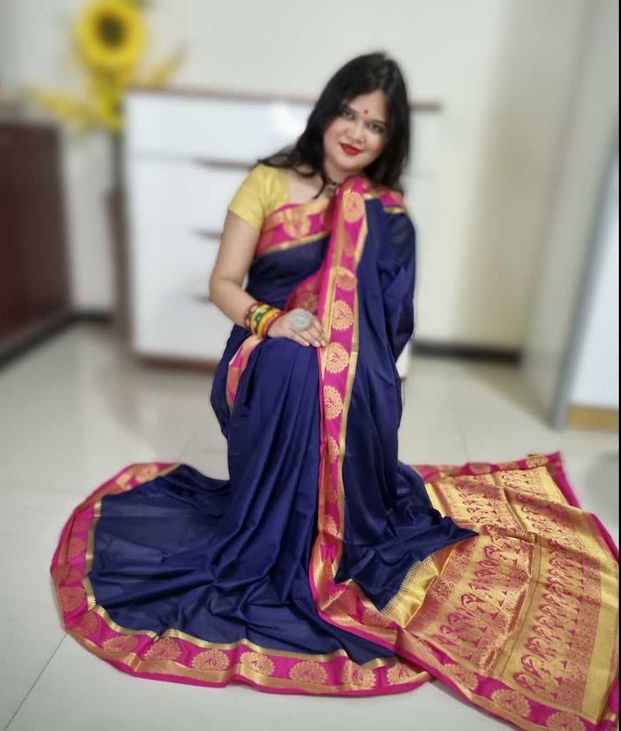 Mysore silk saree - Navy Blue