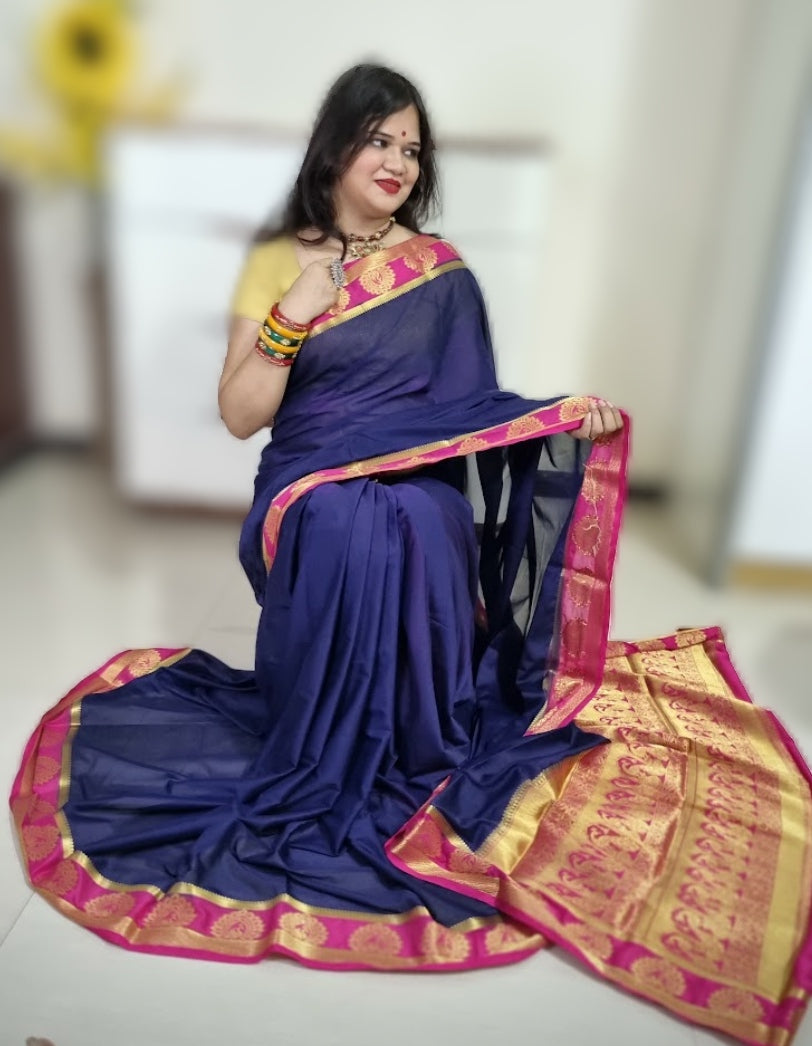 Mysore silk saree - Navy Blue