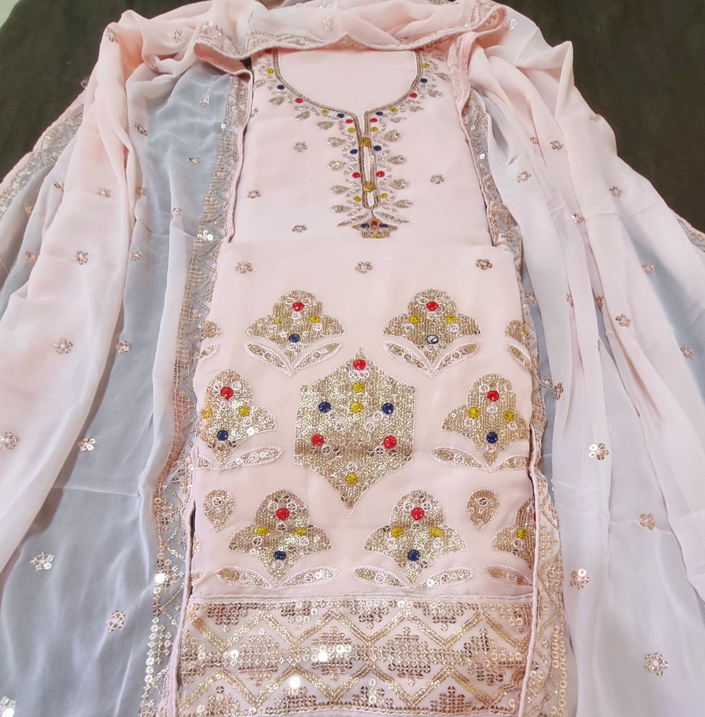 PURE GEORGETTE SEQUENCE WORK DRESS MATERIAL