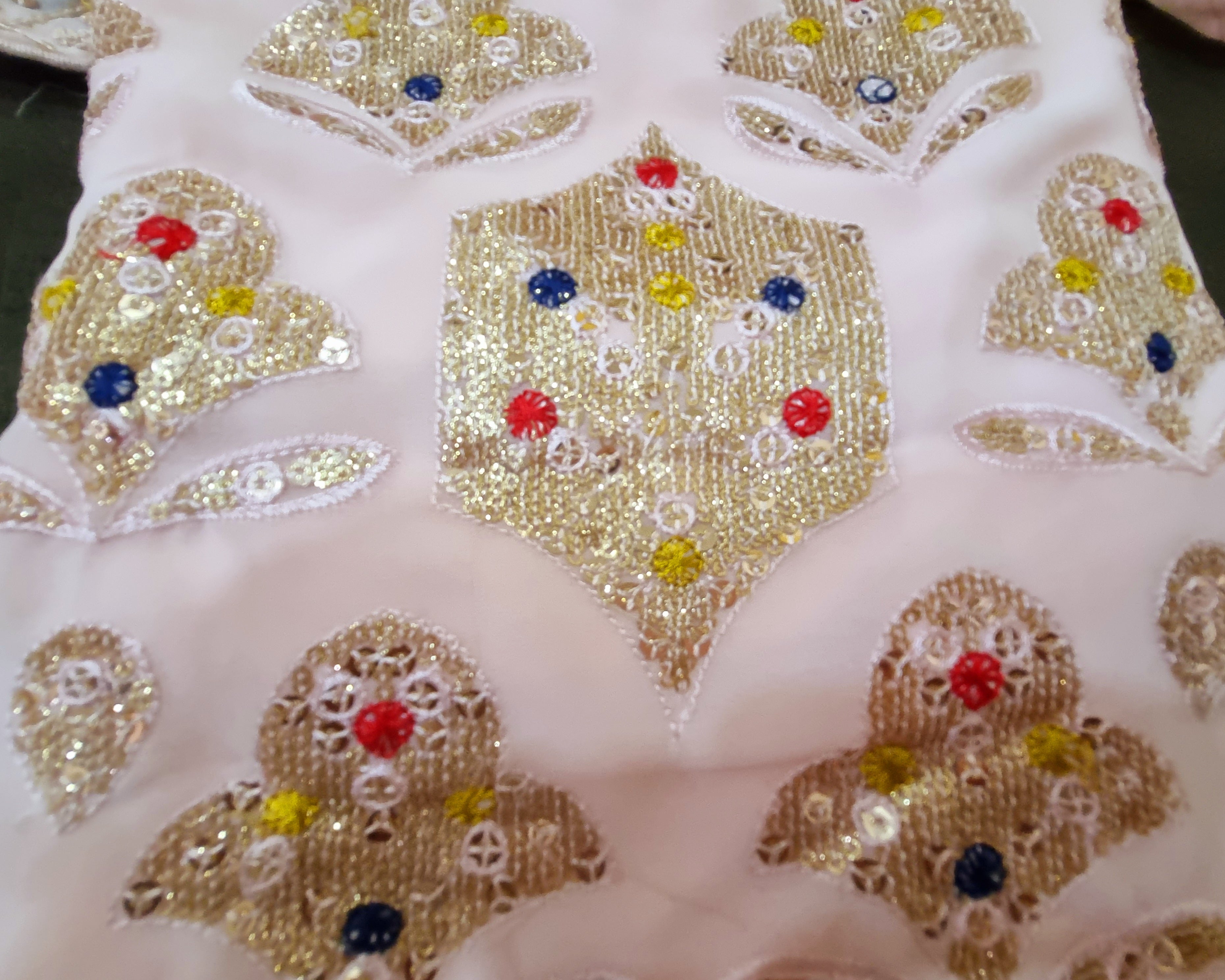 PINK PURE GEORGETTE SEQUENCE WORK DRESS MATERIAL