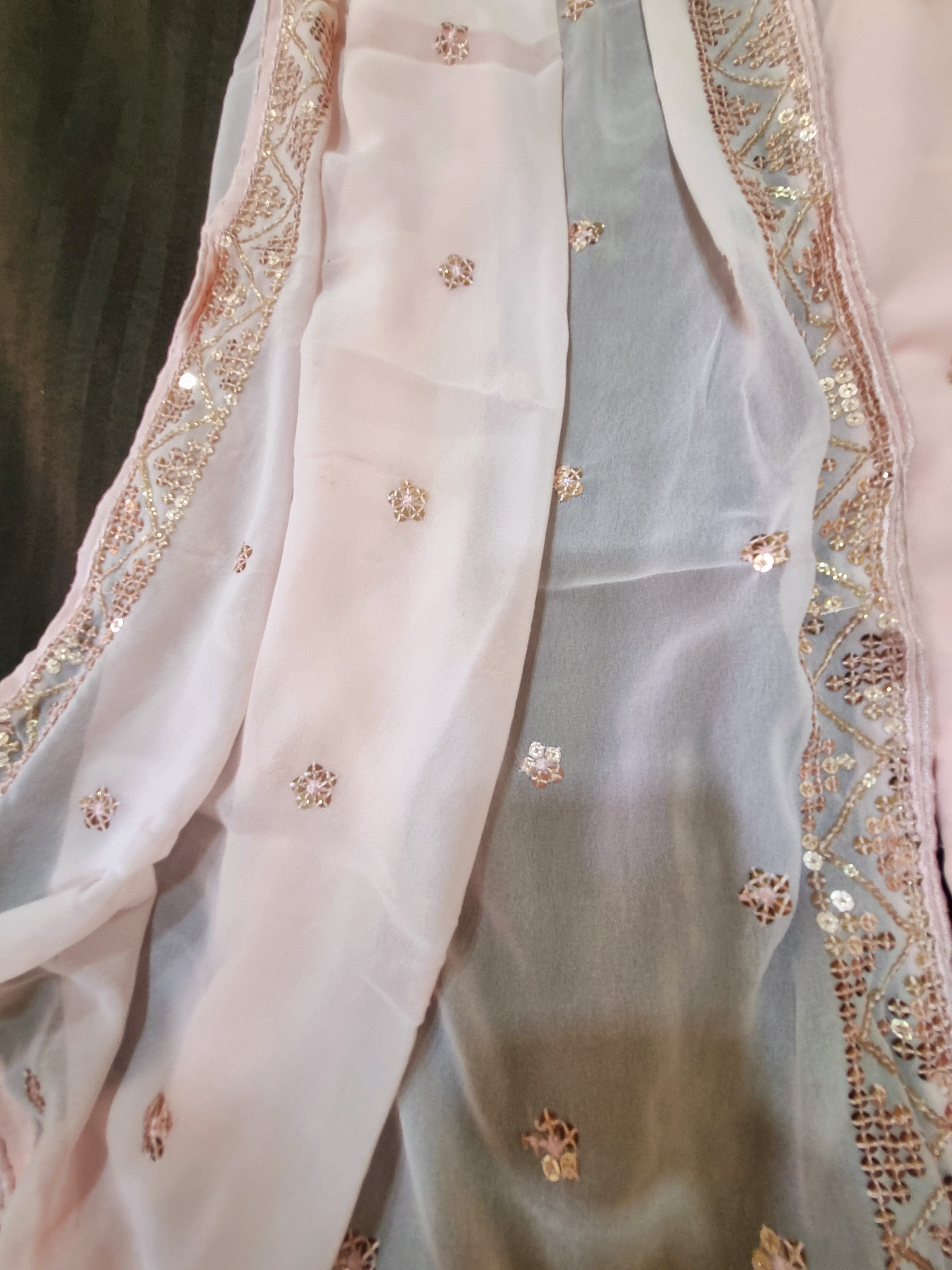 PURE GEORGETTE SEQUENCE WORK DRESS MATERIAL